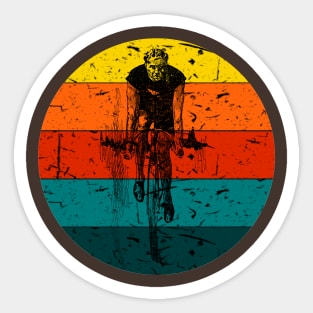 Retro Vintage Sunset Biking Sticker